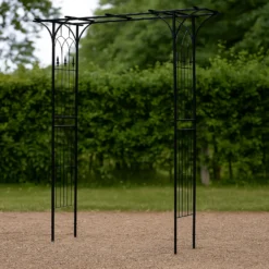 Wiltec Rankgitter Rosenbogen 205 x 50 x 208 cm, Rosenspalier aus Stahl, Rankhilfe in Schwarz, Pflanzgitter für Rosen, freistehende Gartendeko