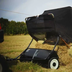 Wiltec Rasenkehrmaschine mit 96 cm Kehrbreite, Rasenkehrer für Aufsitzmäher, Laubsammler mit 340 l Auffangnetz Laubkehrmaschine für Rasentraktor