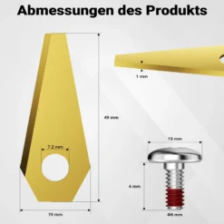 Wiltec Rasenroboter Messer Set 49 x 19 mm – 18 Stück - Klingen für Mähroboter, Rasenmäher Ersatzmesser kompatibel mit verschiedenen Modellen