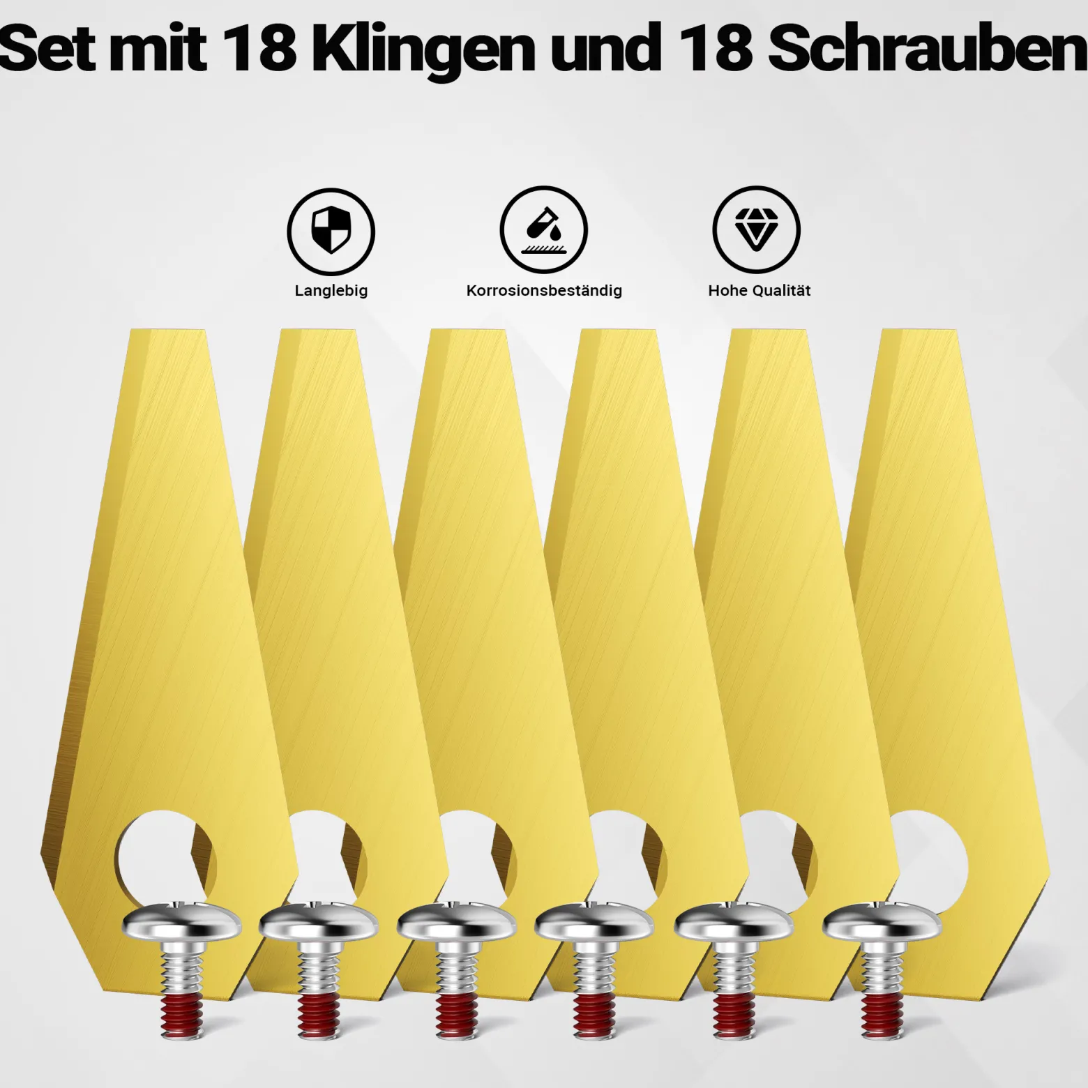 Wiltec Rasenroboter Messer Set 49 x 19 mm – 18 Stück - Klingen für Mähroboter, Rasenmäher Ersatzmesser kompatibel mit verschiedenen Modellen