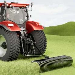 Wiltec Rasentraktor Heuharke mit 152 cm Arbeitsbreite, Heurechen mit 32 Harkenzinken, Rechen mit 3-Punkt-Aufstecksystem mit 360° Drehung