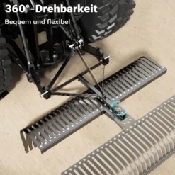 Wiltec Rasentraktor Heuharke mit 152 cm Arbeitsbreite, Heurechen mit 32 Harkenzinken, Rechen mit 3-Punkt-Aufstecksystem mit 360° Drehung