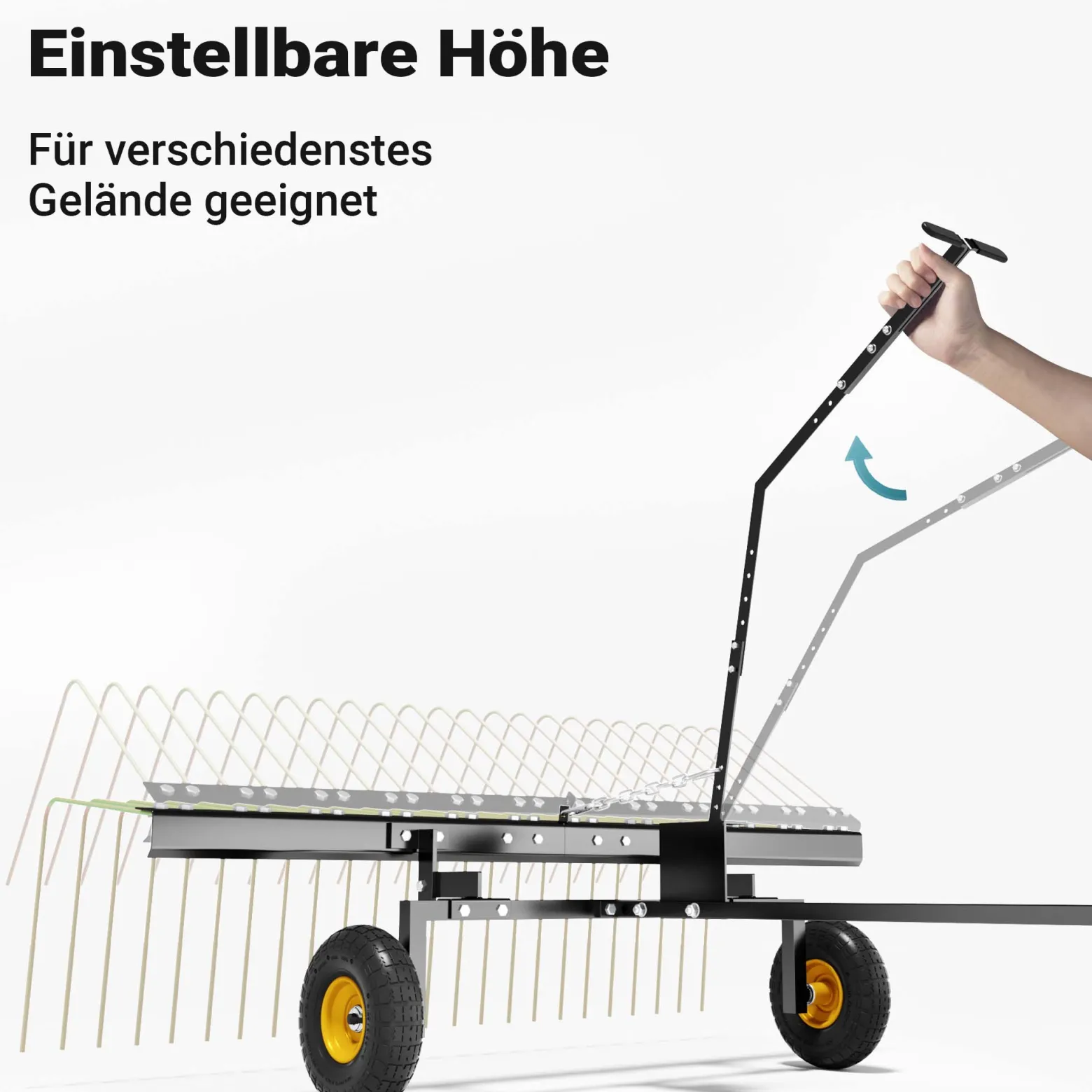 Wiltec Rasentraktor Rechen mit 148 cm Arbeitsbreite, Rasenlüfter zum Entmoosen und Laubrechen auf Rasen, Vertikutierer für Aufsitzmäher, ATV und UTV