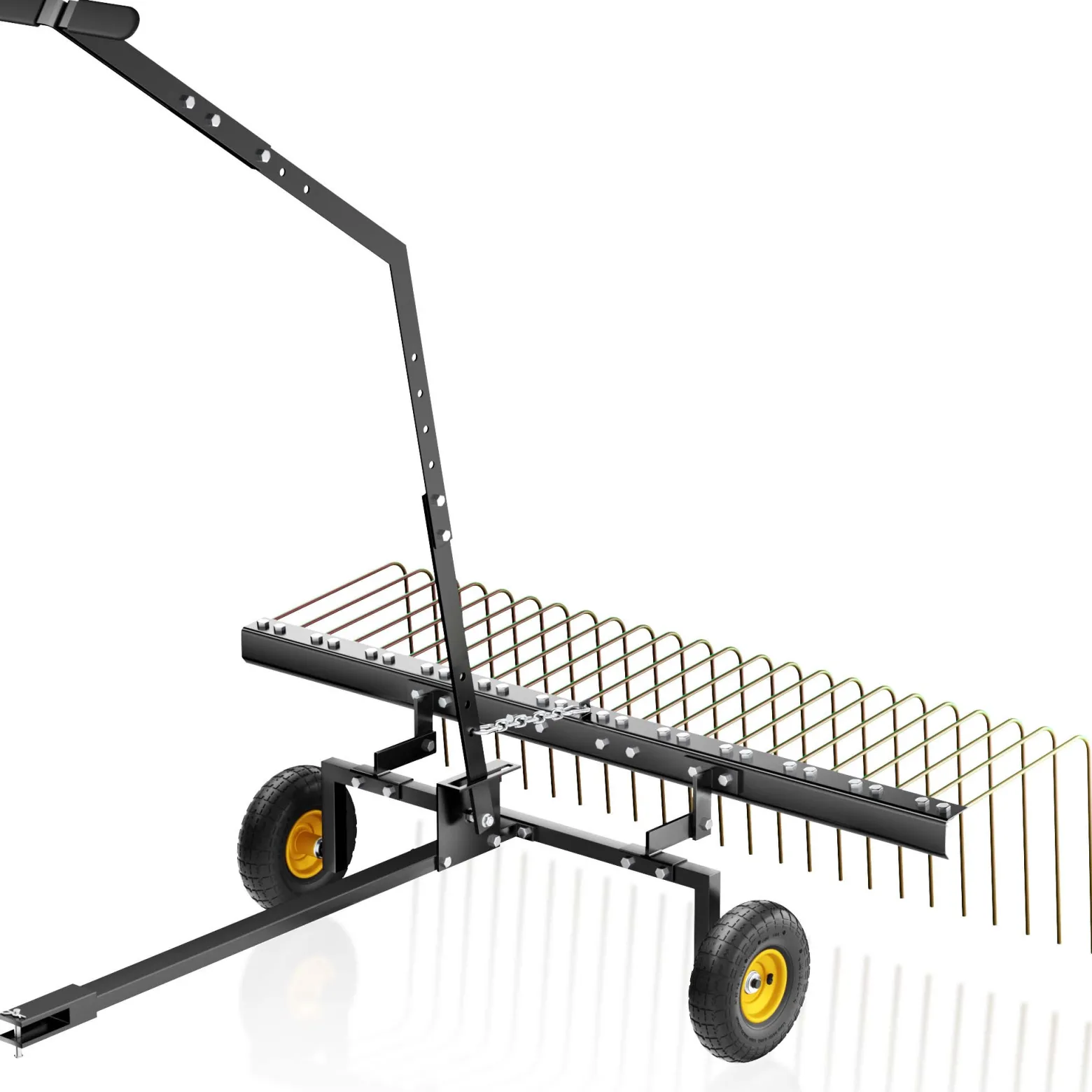 Wiltec Rasentraktor Rechen mit 148 cm Arbeitsbreite, Rasenlüfter zum Entmoosen und Laubrechen auf Rasen, Vertikutierer für Aufsitzmäher, ATV und UTV