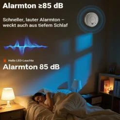 Wiltec Rauchmelder mit 9-V-Batterie, Feuermelder mit HUSH-Funktion, zuverlässiger Brandschutzmelder mit 85 dB Schallleistung, fotoelektrischer Brandmelder, effektiver Brandschutz