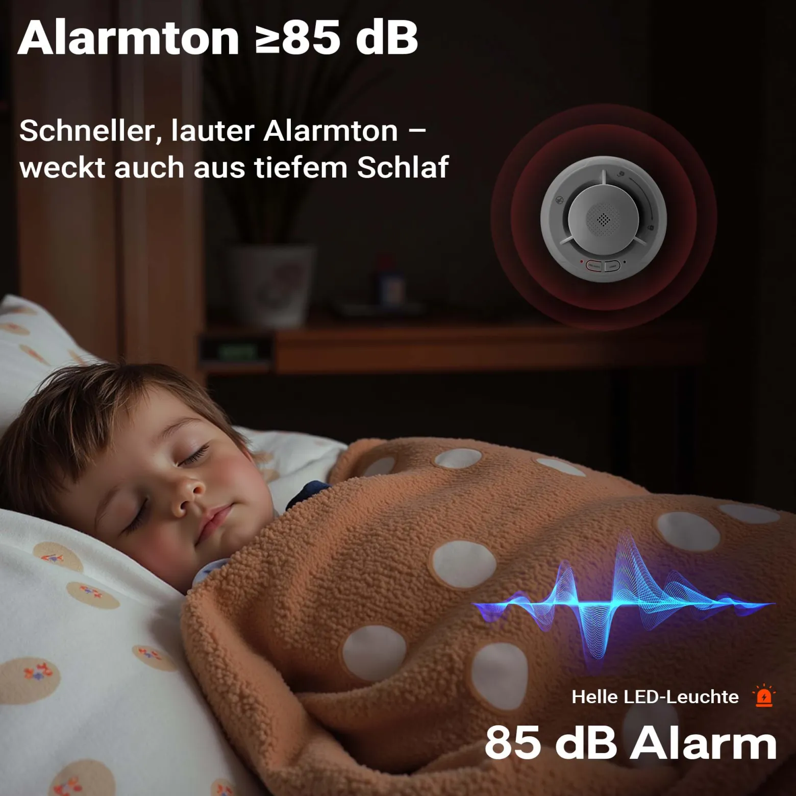 Wiltec Rauchmelder vernetzt mit 10-Jahres-Batterie und Funktechnologie Fotoelektrischer Feuermelder mit 85 dB Alarm für effektiven Brandschutz in Wohnung und Haus
