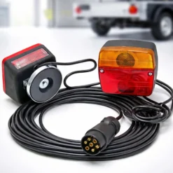Wiltec Rückleuchten für Anhänger 7-polig mit Magnethalterung, 7,5 m Kabel und 2 Lichteinheiten, Anhängerbeleuchtung mit verschiedenen Funktionen