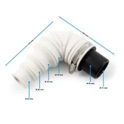 Wiltec Rückschlagventil DN40 für Sanitärbereich, Rückschlagklappe mit 40 mm Außendurchschmesser, 90° Winkelstück mit Stufentülle und Schlauchschelle