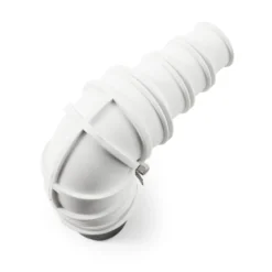 Wiltec Rückschlagventil DN40 für Sanitärbereich, Rückschlagklappe mit 40 mm Außendurchschmesser, 90° Winkelstück mit Stufentülle und Schlauchschelle