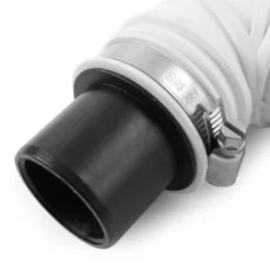 Wiltec Rückschlagventil DN40 für Sanitärbereich, Rückschlagklappe mit 40 mm Außendurchschmesser, 90° Winkelstück mit Stufentülle und Schlauchschelle