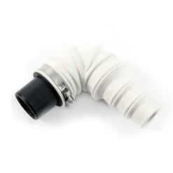 Wiltec Rückschlagventil DN40 für Sanitärbereich, Rückschlagklappe mit 40 mm Außendurchschmesser, 90° Winkelstück mit Stufentülle und Schlauchschelle