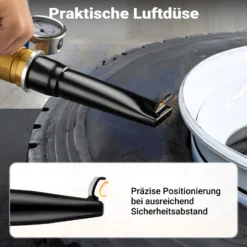 Wiltec Reifen-Booster 32,5 l, Druckluft Reifenbefüller 6-8 bar Arbeitsdruck, 46 x 30 cm, für verschiedene Reifen, Reifenfüllkanone max. 10 bar