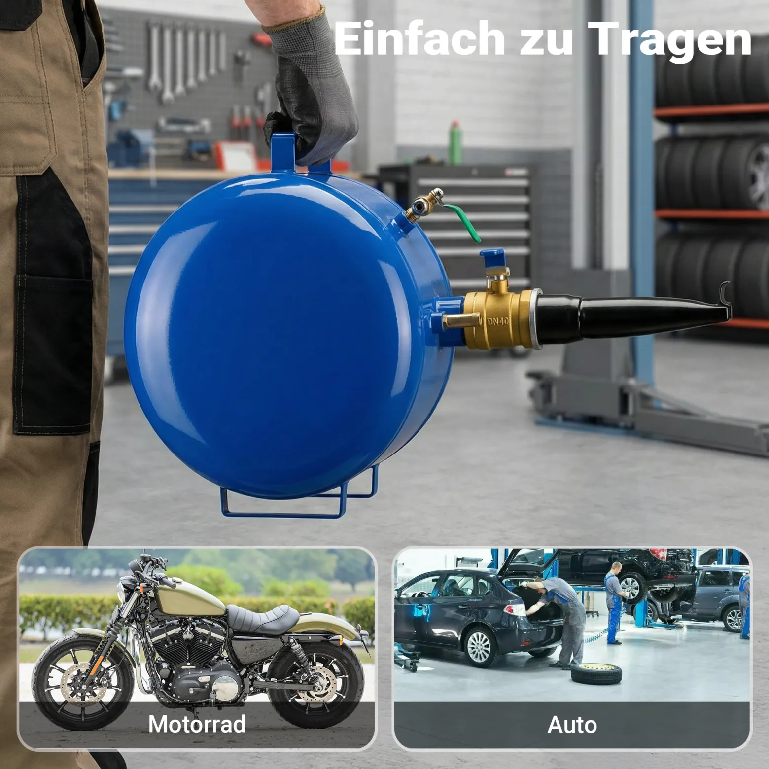 Wiltec Reifen-Booster 32,5 l, Druckluft Reifenbefüller 6-8 bar Arbeitsdruck, 46 x 30 cm, für verschiedene Reifen, Reifenfüllkanone max. 10 bar