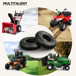 Wiltec Reifen für Aufsitzmäher 11x4.10/3.50-5 4pr mit Schlauch und Winkelventil Komplettrad Rasentraktor