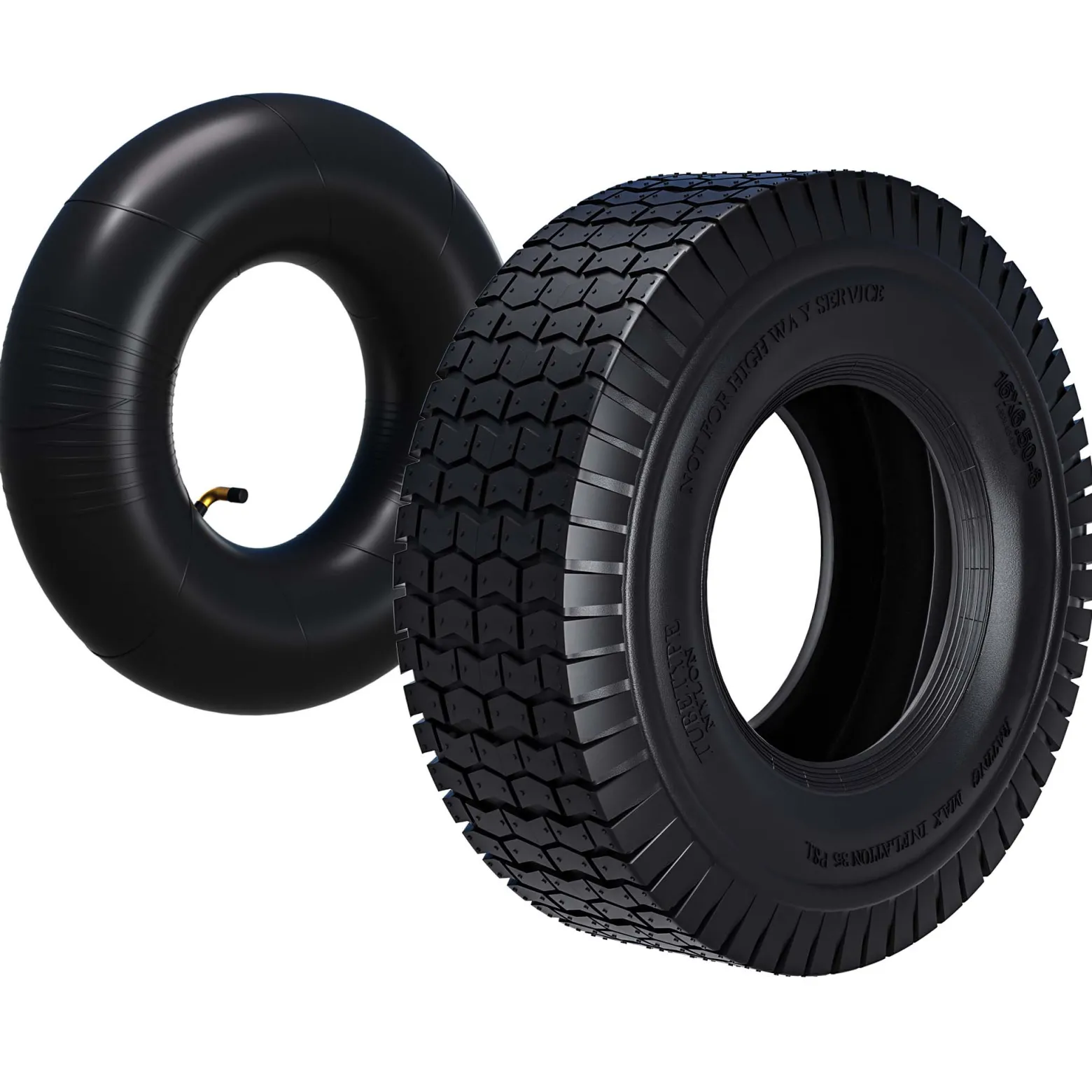 Wiltec Reifen für den Aufsitzmäher 16x6.50-8 4pr mit Schlauch und Winkelventil Komplettrad Rasentraktor