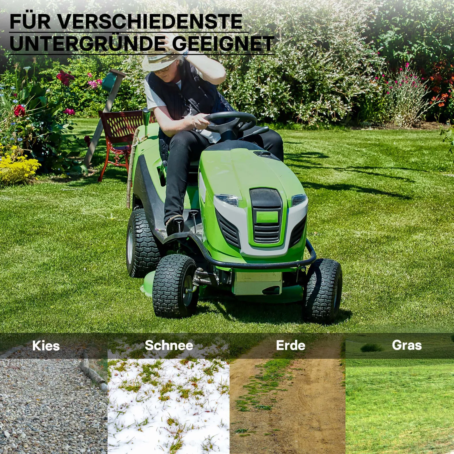 Wiltec Reifen für den Aufsitzmäher 16x6.50-8 4pr mit Schlauch und Winkelventil Komplettrad Rasentraktor