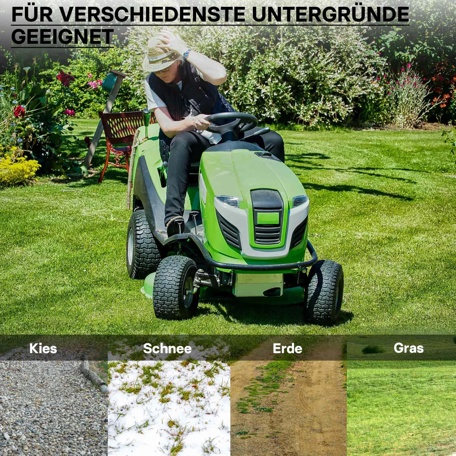Wiltec Reifen für den Aufsitzmäher 16x6.50-8 4pr mit Schlauch und geradem Ventil Komplettrad Rasentraktor