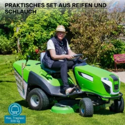 Wiltec Reifen für den Aufsitzmäher 16x6.50-8 4pr mit Schlauch und geradem Ventil Komplettrad Rasentraktor