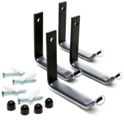 Wiltec Reifenhalter Wandhalterung für 4 Reifen – 106 x 20 x 102 mm – aus Stahl – max. Traglast 25 kg je Halter – Zubehör für Reifen Reifenregal Felgenbaum
