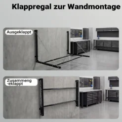 Wiltec Reifenhalter – 1370 x 730 x 705 mm, einstellbare Breite – für 4 Reifen – bis 130 kg – aus Stahl – für Wandmontage zur Lagerung von Reifen – Felgenbaum Reifenregal Felgenregal Reifenständer