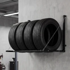 Wiltec Reifenhalter – 1370 x 730 x 705 mm, einstellbare Breite – für 4 Reifen – bis 130 kg – aus Stahl – für Wandmontage zur Lagerung von Reifen – Felgenbaum Reifenregal Felgenregal Reifenständer