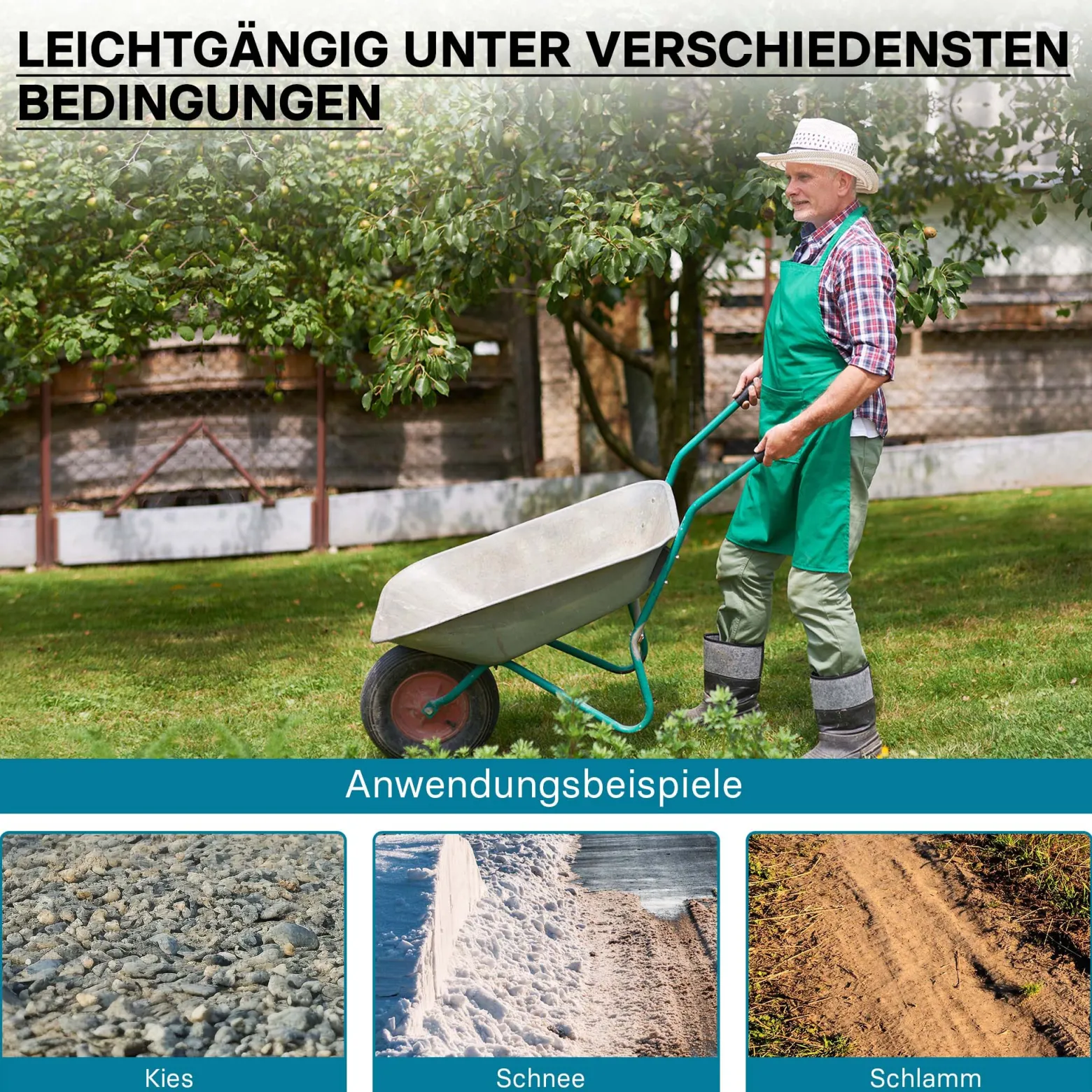 Wiltec Reifenmantel 3.50-8 350 x 100 mm, 130 kg für Schubkarrenreifen, Schubkarre Rad Reifen, Mantel Luftrad