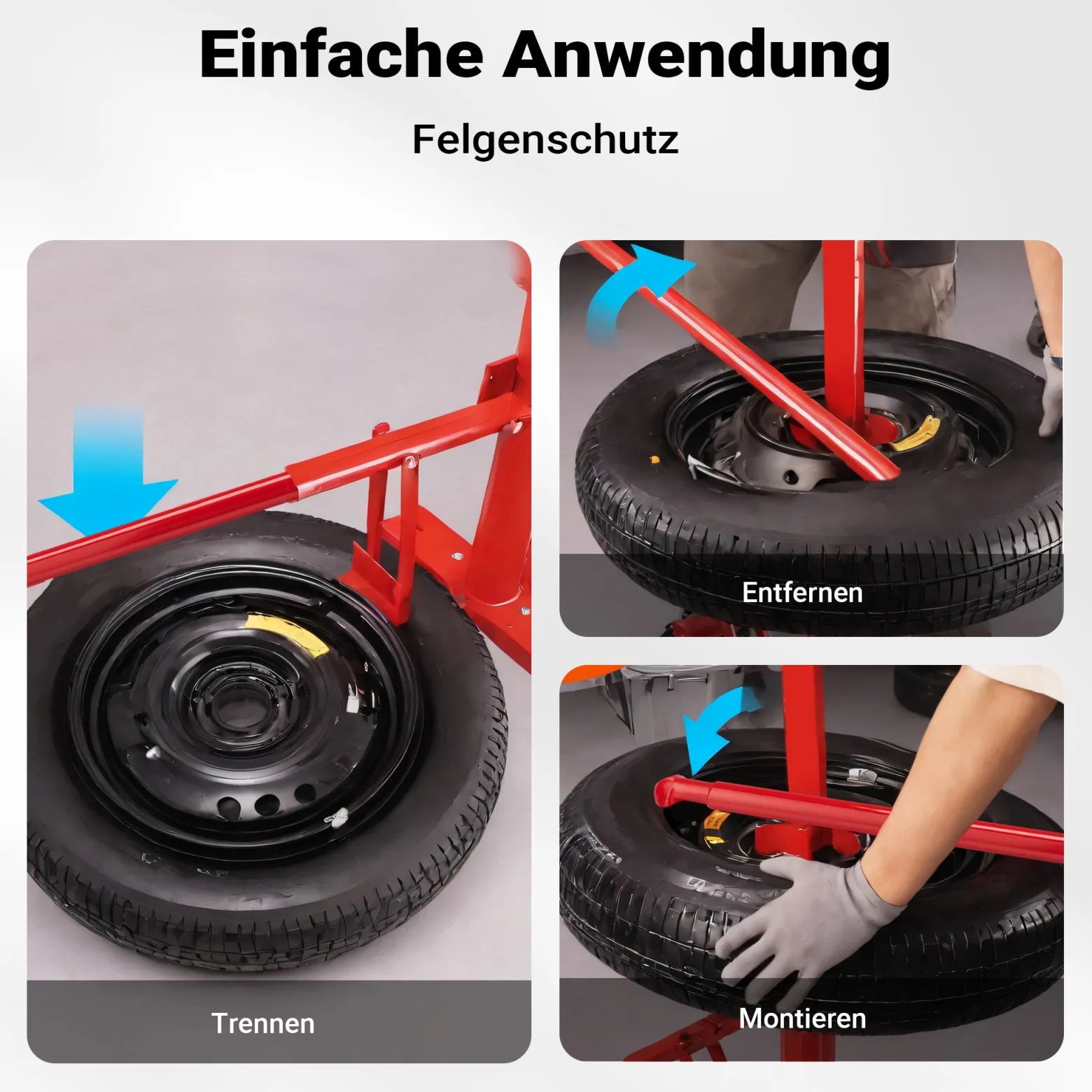 Wiltec Reifenmontiergerät 38,1 x 45,72 cm, ab Ø 51 mm, für Reifengrößen 4"-21", Reifenmontagegerät aus Stahl, Reifenmontagehilfe zum Reifenwechsel