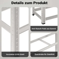 Wiltec Reifenregal – 180 x 120 x 40 cm – bis 795 kg – für 8 Reifen – aus Stahl – Werkstattregal Lagerregal Reifenständer Schwerlastregal