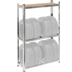 Wiltec Reifenregal – 180 x 120 x 40 cm – bis 795 kg – für 8 Reifen – aus Stahl – Werkstattregal Lagerregal Reifenständer Schwerlastregal