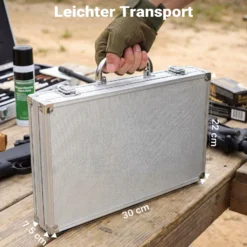 Wiltec Reinigungsset zur Waffenpflege, 100 Teile mit Transportkoffer zur Waffenreinigung, Set mit Messingbürsten, Baumwollbürsten usw.