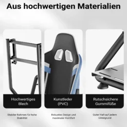 Wiltec Rennsimulator Racing Cockpit 71 x 136 x 108 cm, Auto Simulator mit Sitz bis 100 kg, Sim Racing mit Monitorhalterung, Racing Simulator mit Befestigungspunkte für Lenkrad, Schalthebel und Pedale