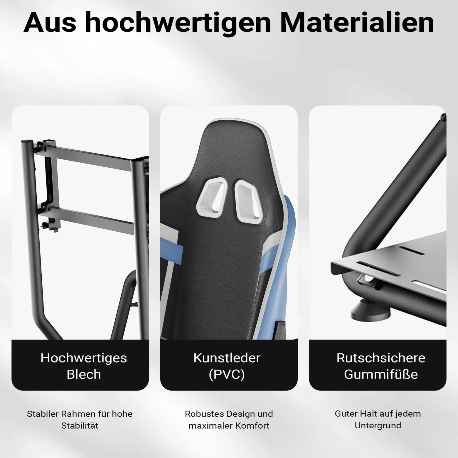 Wiltec Rennsimulator Racing Cockpit 71 x 136 x 108 cm, Auto Simulator mit Sitz bis 100 kg, Sim Racing mit Monitorhalterung, Racing Simulator mit Befestigungspunkte für Lenkrad, Schalthebel und Pedale