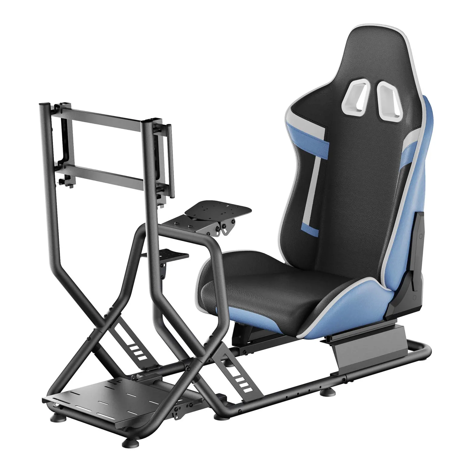 Wiltec Rennsimulator Racing Cockpit 71 x 136 x 108 cm, Auto Simulator mit Sitz bis 100 kg, Sim Racing mit Monitorhalterung, Racing Simulator mit Befestigungspunkte für Lenkrad, Schalthebel und Pedale