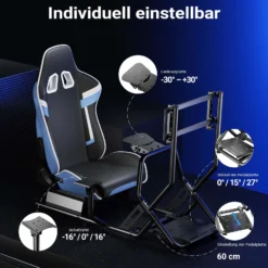 Wiltec Rennsimulator Racing Cockpit 71 x 136 x 108 cm, Auto Simulator mit Sitz bis 100 kg, Sim Racing mit Monitorhalterung, Racing Simulator mit Befestigungspunkte für Lenkrad, Schalthebel und Pedale