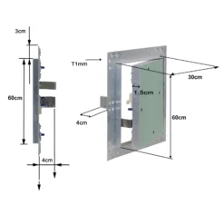 Wiltec Revisionsklappe 30 x 60 cm Revisionstür mit Aluminiumrahmen, Revisionsöffnung mit 12,5 mm Gipskartoneinlage, Revi Klappe für Trockenbau