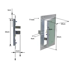 Wiltec Revisionsklappe 25 x 30 cm Revisionstür mit Aluminiumrahmen, Revisionsöffnung mit 12,5 mm Gipskartoneinlage, Revi Klappe für Trockenbau