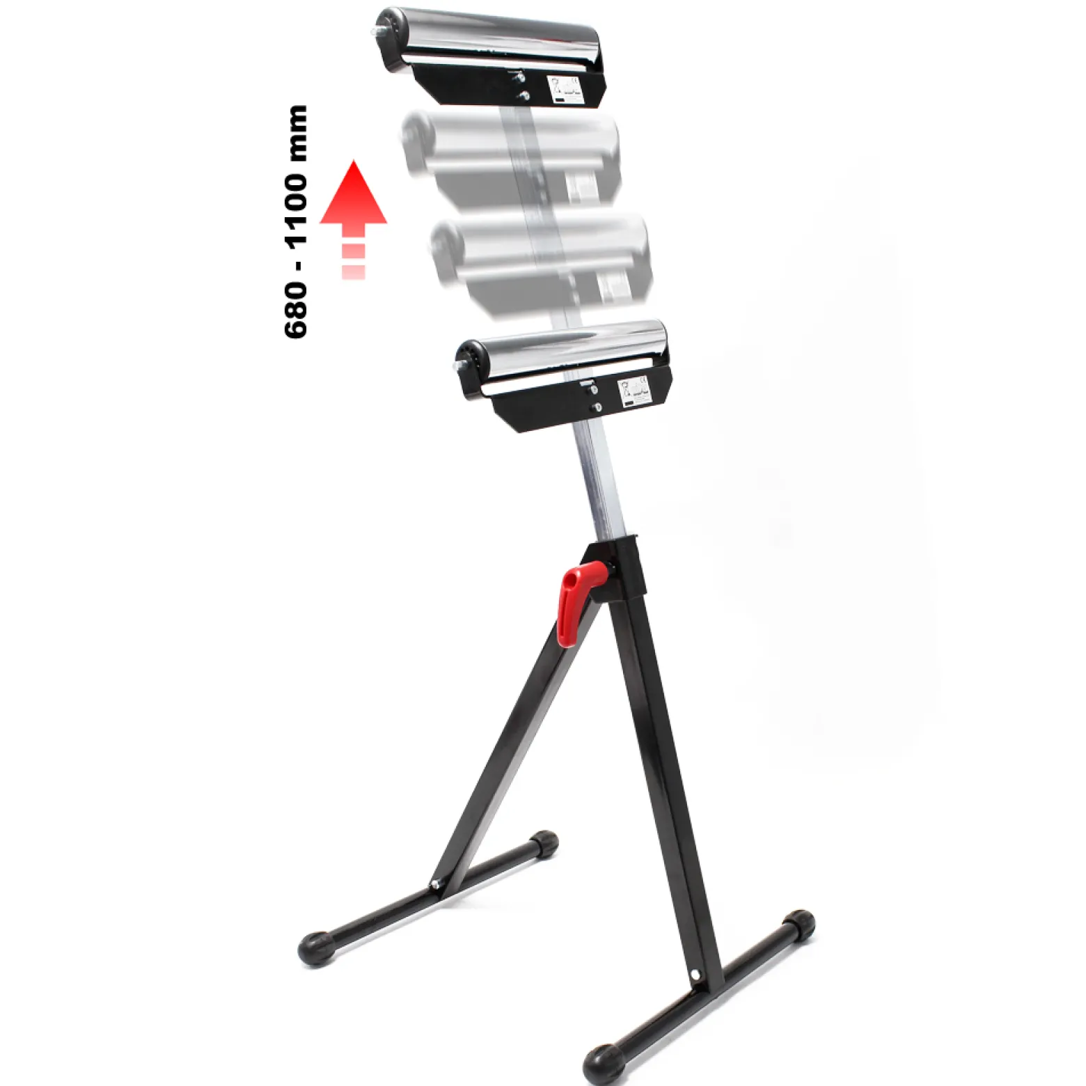 Wiltec Rollenständer bis 60 kg, Rollenbock höhenverstellbar 68-110 cm, aus Metall für Materialzuführung, Rollbock Stützbock Unterstellbock