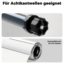 Wiltec Rollladenmotor 156W 20 Nm mit mechanischem Endabschalter & Schutzart IP44 SW60, Motor für elektrische Rollladen
