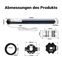 Wiltec Rollladenmotor 156W 20 Nm mit mechanischem Endabschalter & Schutzart IP44 SW60, Motor für elektrische Rollladen