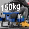 Wiltec Rollsitz bis 150 kg, Werkstatthocker mit Rollen, Rollhocker mit Werkzeugablage und Halterungen, Werkstattstuhl mit versteckter Schublade, Montagehocker mit Rädern