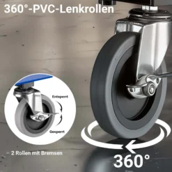 Wiltec Rollsitz bis 150 kg, Werkstatthocker mit Rollen, Rollhocker mit Werkzeugablage und Halterungen, Werkstattstuhl mit versteckter Schublade, Montagehocker mit Rädern