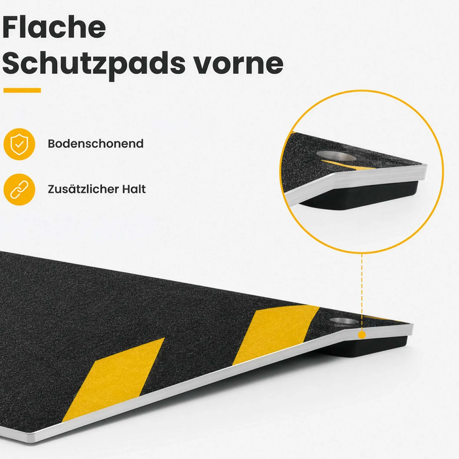 Wiltec Rollstuhlrampe Alu 800 x 300 x 21 mm, Türschwellenrampe bis 50 mm Stufenhöhe und 363 kg Traglast, rutschfeste Bordsteinrampe für Rollstuhl und Rollator