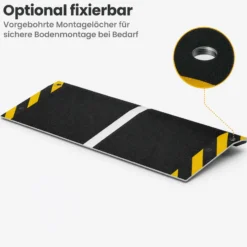 Wiltec Rollstuhlrampe Alu 800 x 300 x 21 mm, Türschwellenrampe bis 50 mm Stufenhöhe und 363 kg Traglast, rutschfeste Bordsteinrampe für Rollstuhl und Rollator