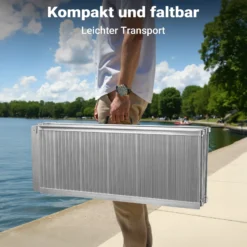 Wiltec Rollstuhlrampe doppelt faltbar 122cm 270kg, mobile Auffahrschiene als Rollirampe, Aluminium Kofferrampe