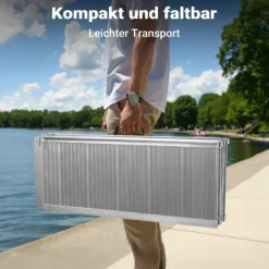 Wiltec Rollstuhlrampe doppelt faltbar 183cm 270kg, mobile Auffahrschiene als Rollirampe, Aluminium Kofferrampe