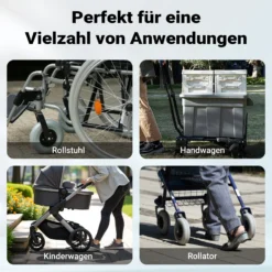 Wiltec Rollstuhlrampe doppelt faltbar 183cm 270kg, mobile Auffahrschiene mit rutschfester Oberfläche als Rollirampe, Aluminium Kofferrampe