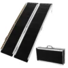 Wiltec Rollstuhlrampe doppelt faltbar 152cm 270kg, mobile Auffahrschiene mit rutschfester Oberfläche als Rollirampe, Aluminium Kofferrampe