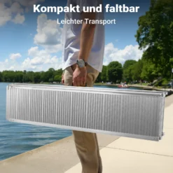 Wiltec Rollstuhlrampe doppelt faltbar 213cm 270kg, mobile Auffahrschiene als Rollirampe, Aluminium Kofferrampe
