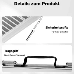 Wiltec Rollstuhlrampe faltbar 92 cm 270 kg, mobile Auffahrschiene als Rollirampe, Aluminium Kofferrampe, Flachrampe klappbar