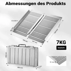 Wiltec Rollstuhlrampe faltbar 92 cm 270 kg, mobile Auffahrschiene als Rollirampe, Aluminium Kofferrampe, Flachrampe klappbar